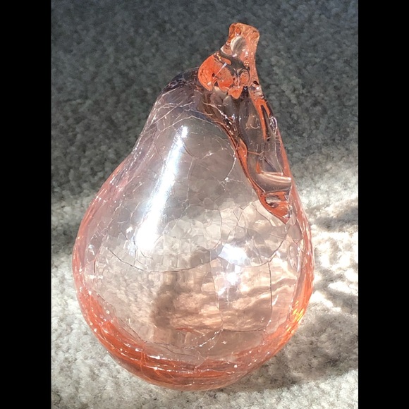 Pink crackle glass pear - Picture 2 of 5